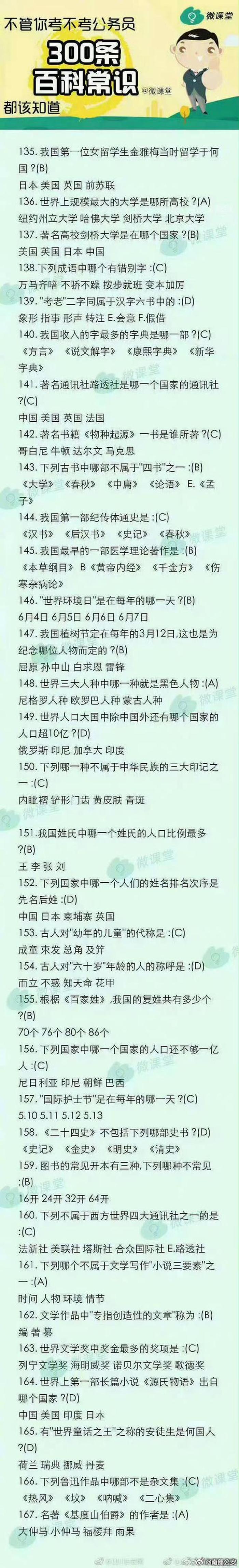 719个百科常识、生活常识百科大全