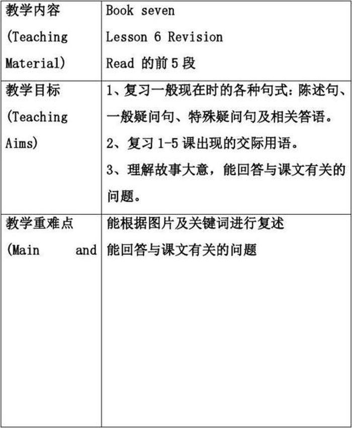 最新科普版六年级英语上册教案，小学三年级英语上册