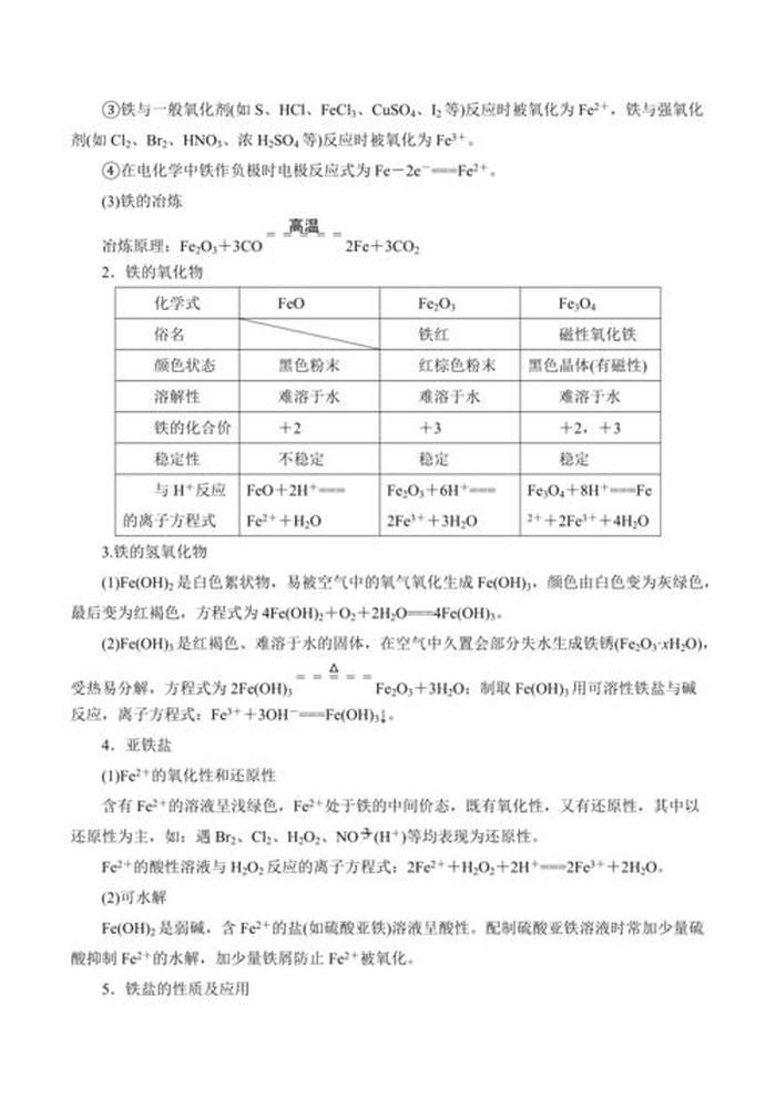 铁的基本概念知识，铁的知识点总结