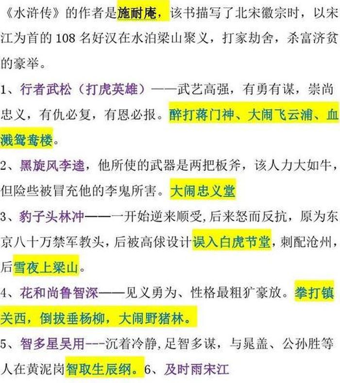 中考必背名著文学常识、名著作者