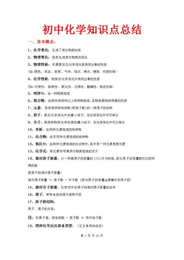 每日必学知识大全，化学基础知识
