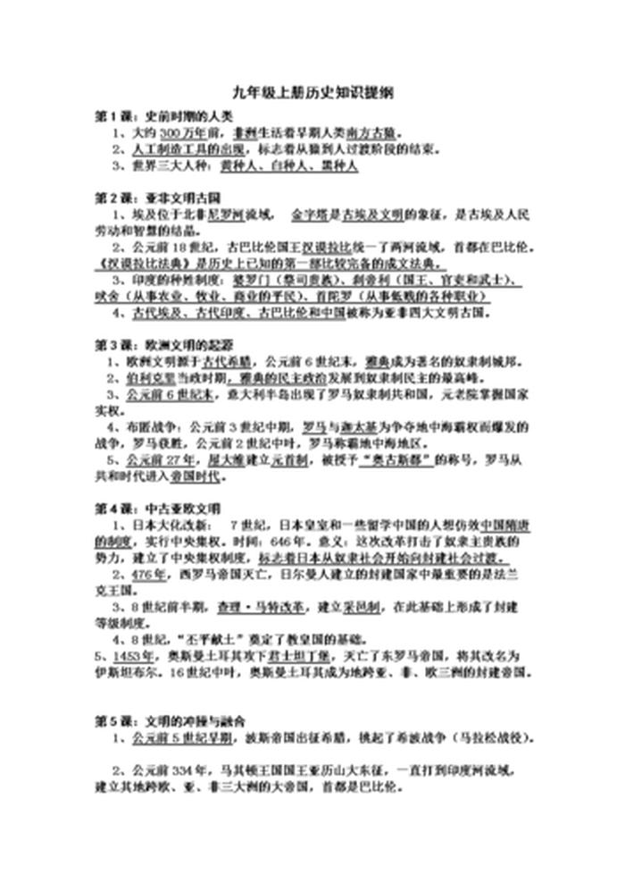 初中必背历史知识大全，初中历史需要背吗