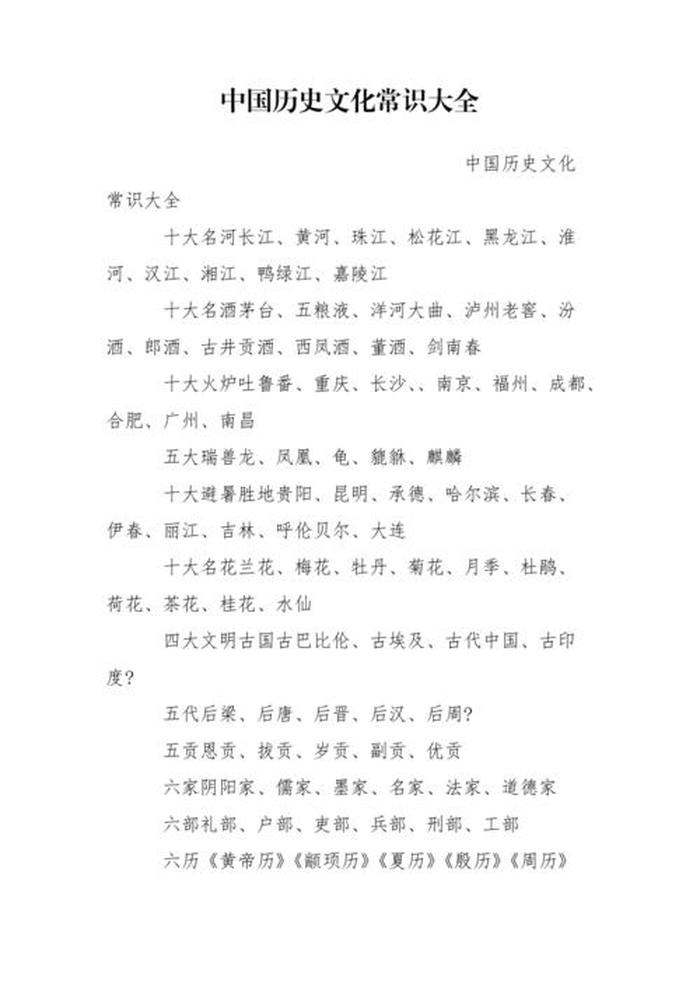 中国人民必须知道的知识，中国文化遗产常识