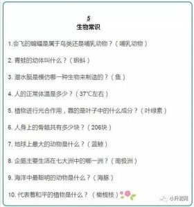 知识百科问答题；小学课外知识100题