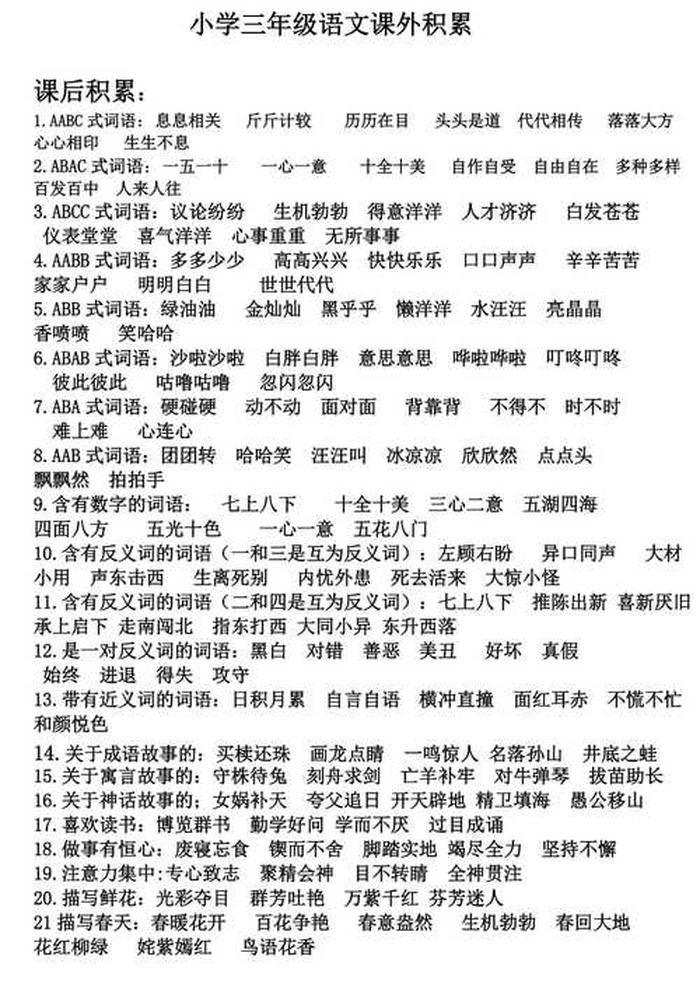 科普小知识摘抄小学，小学语文课外知识积累