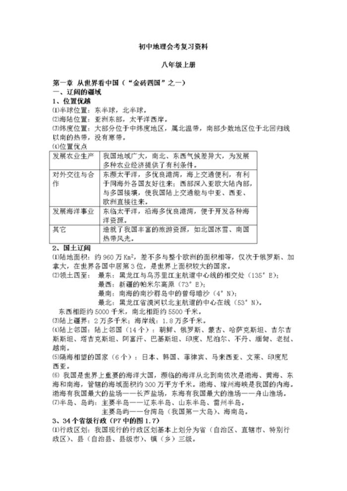 地理知识100个必背 一些重要的地理知识