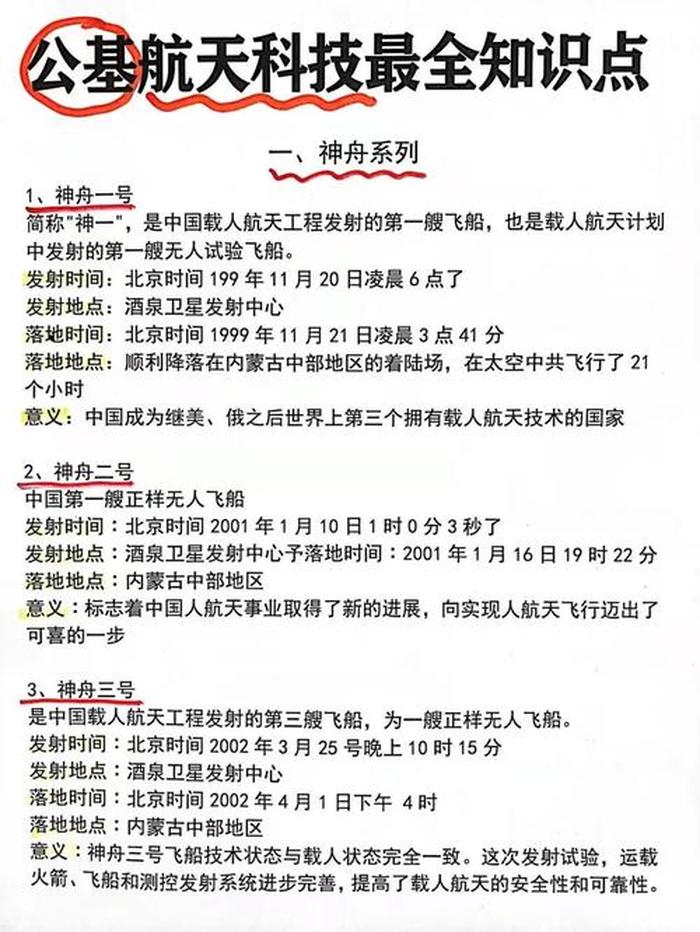 中国航天必背知识、航天知识都有哪些