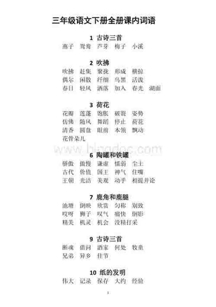 《小学语文知识大全》词语；1～6年级语文知识点归纳