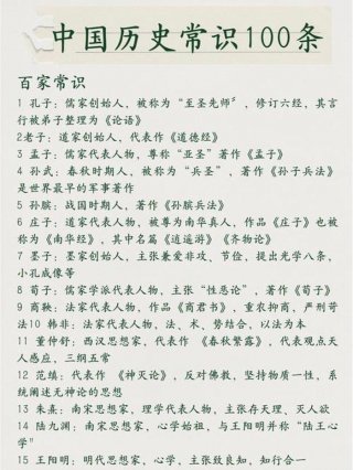 关于中国的常识知识大全，中国历史常识大全100