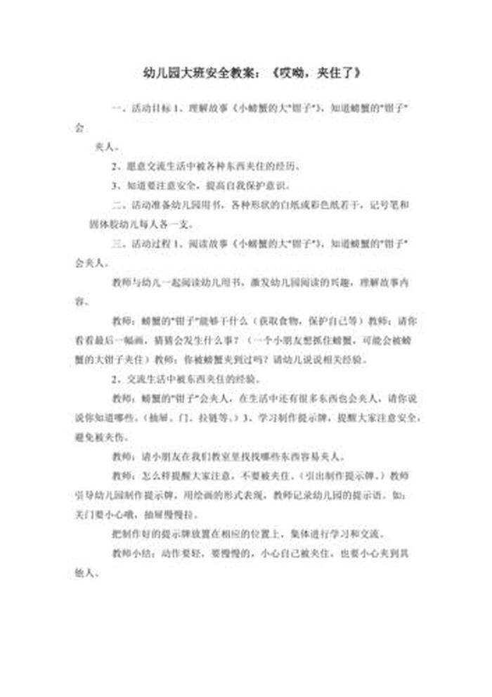 日常生活中的安全常识教案总结 大班寒假安全教案