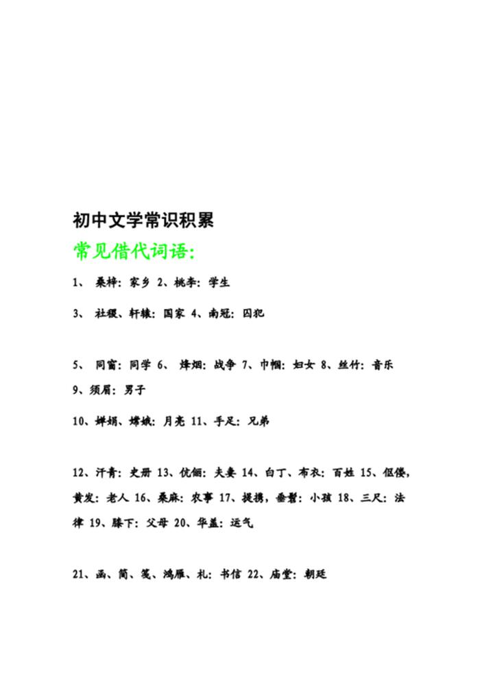 文学常识积累摘抄 初中文学常识归纳