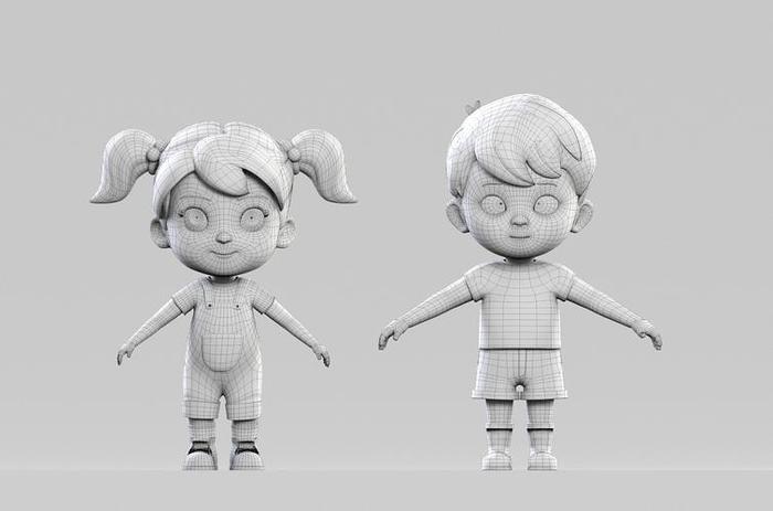 动画人物模型制作，卡通人物建模