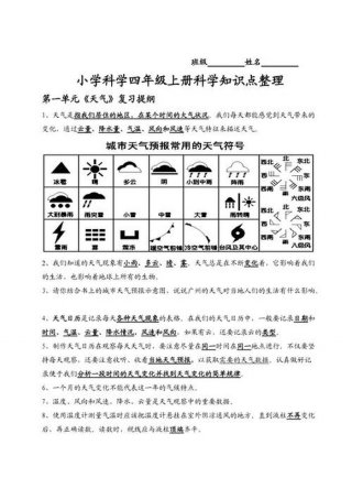 小学自然知识点大全 小学四年级科学上册知识点
