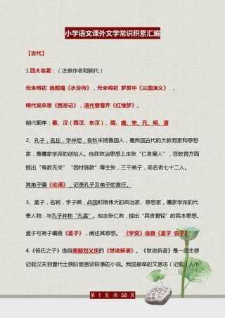 小学生必背常识 中国基本常识大全