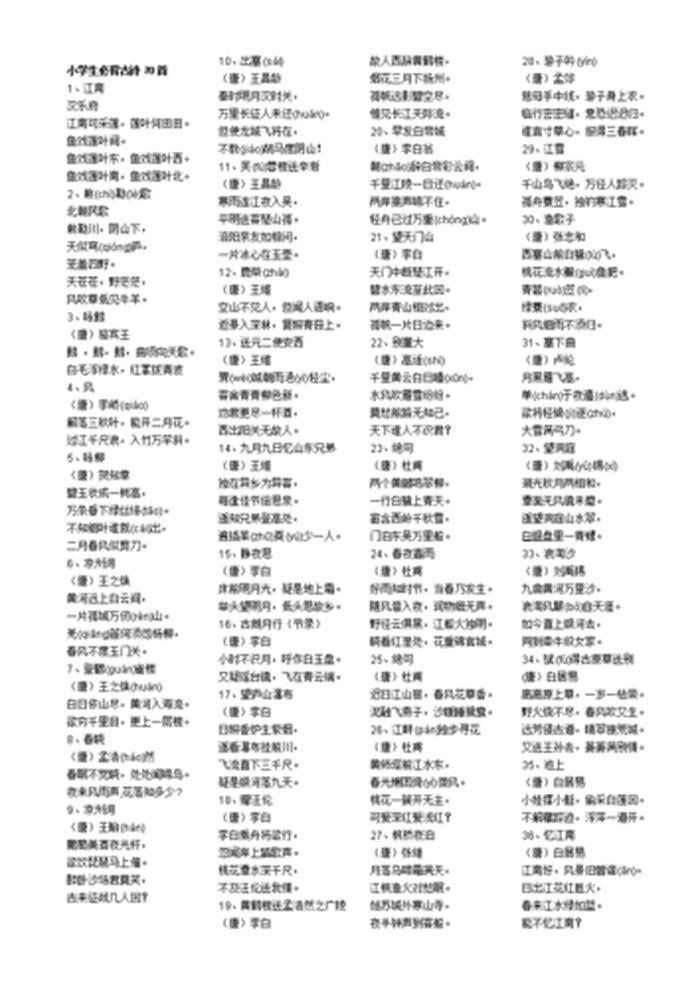 小学必背古诗文学常识，古诗文化常识大全