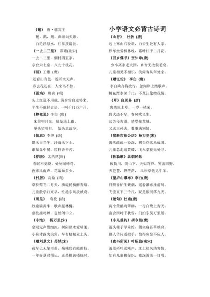 小学必背古诗文学常识，古诗文化常识大全