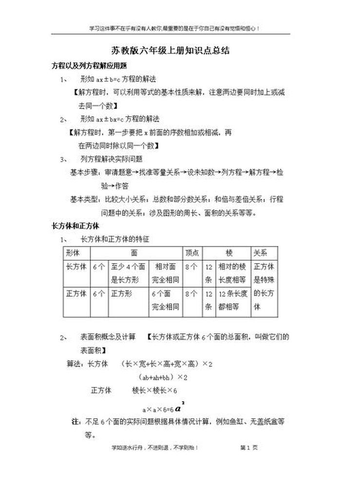 什么是知识点数学；1～6年级数学重点知识