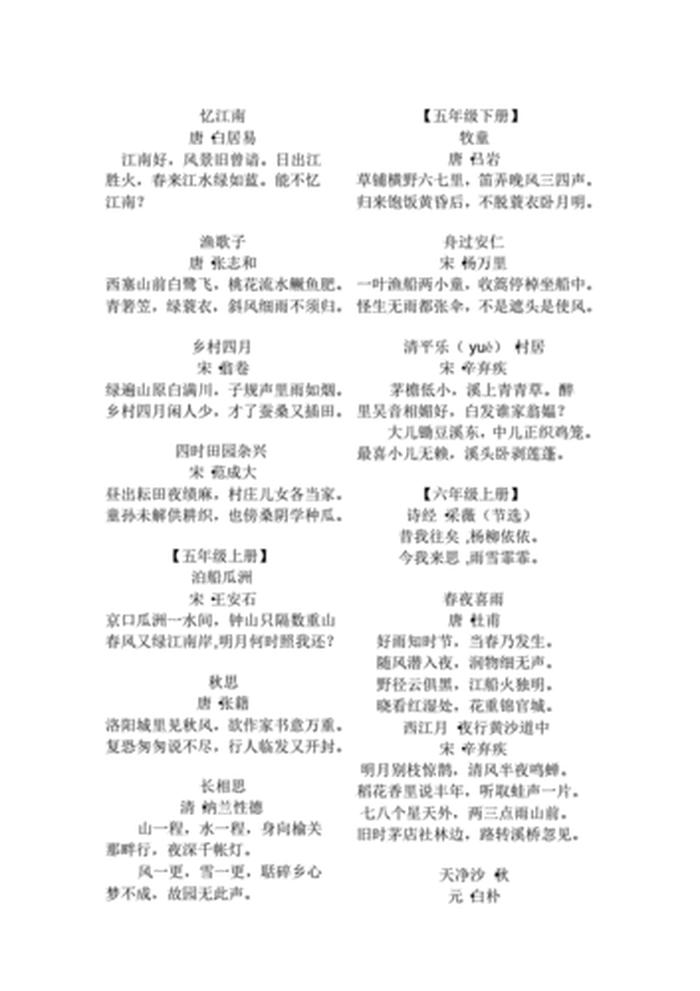 小学语文知识大全古诗，小学课外古诗积累