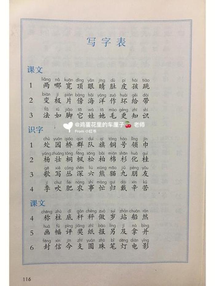 二年级上册语文拼音表、二年级语文上册23课生字表
