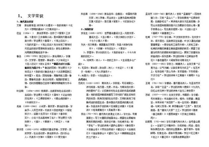 古代文学常识知识大全 中国古代文学常识归纳