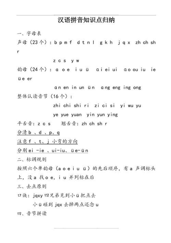 小学汉语拼音基础知识大全 小学拼音知识点梳理