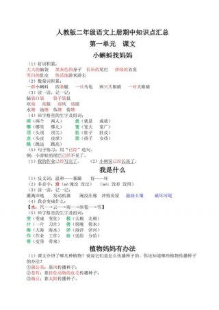小学二年级语文百科知识 - 小学二年级常识性知识