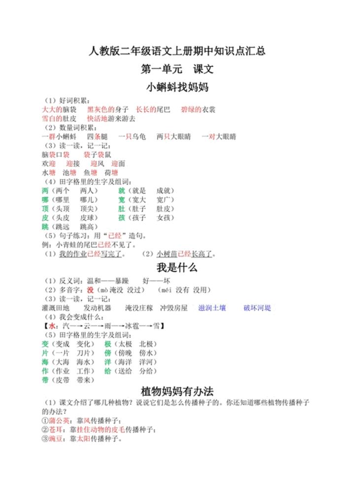 小学二年级语文百科知识 - 小学二年级常识性知识