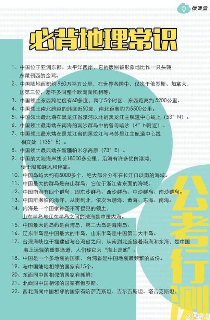 小学地理常识知识题库、公务员地理常识题