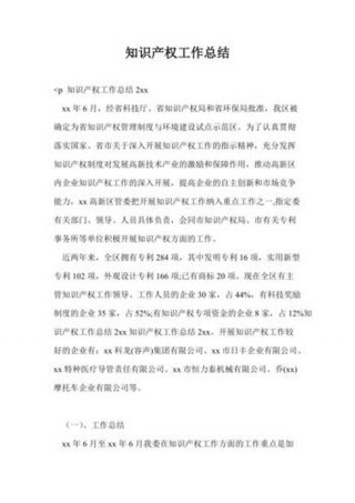 知识产权工作总结 知识产权工作开展情况汇报
