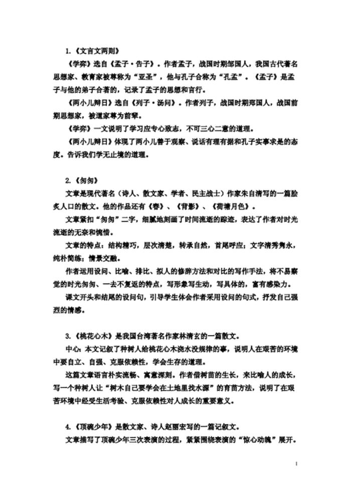 小学必学常识 - 六年级文学常识
