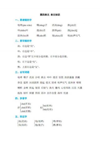 小学生必背知识大全小升初语文；1至6年级语文笔记整理