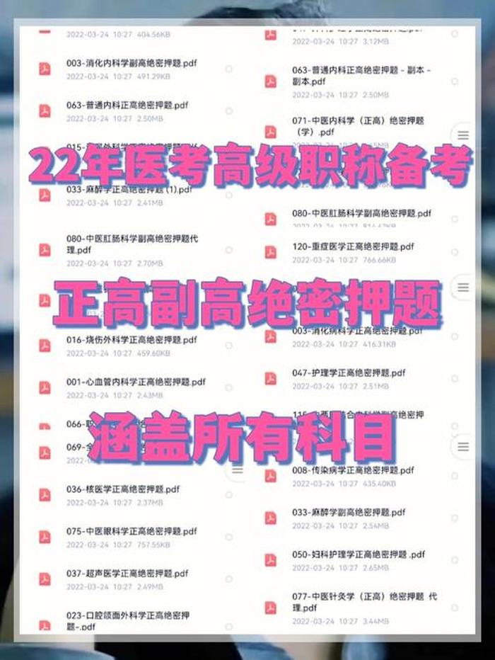 副高必备小知识；医学副高型及题量