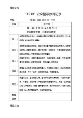 班主任安全教育记录100篇 - 每日安全教育100条