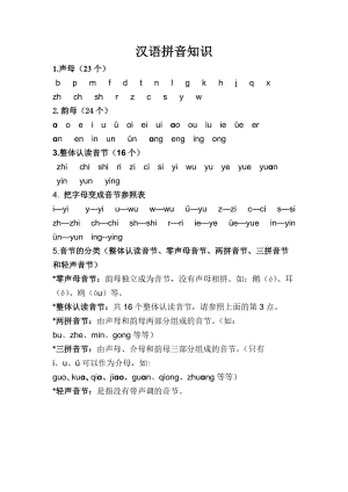 拼音知识小升初 小学语文拼音基础知识大全