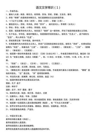文学常识指的是什么 - 1-6年级文学常识