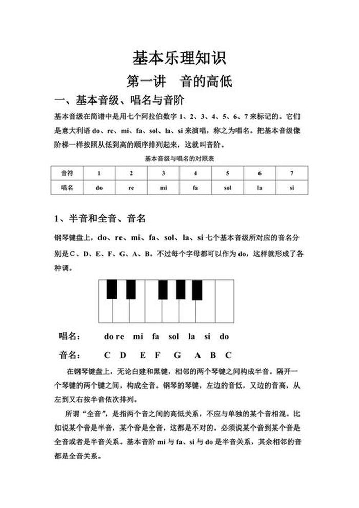 小学生音乐乐理基础知识大全、乐理的基本知识
