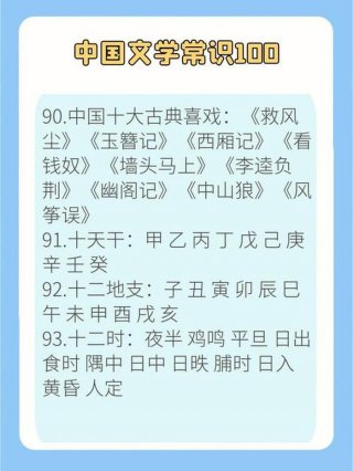 文学知识常识大全、孩子必知的中国知识
