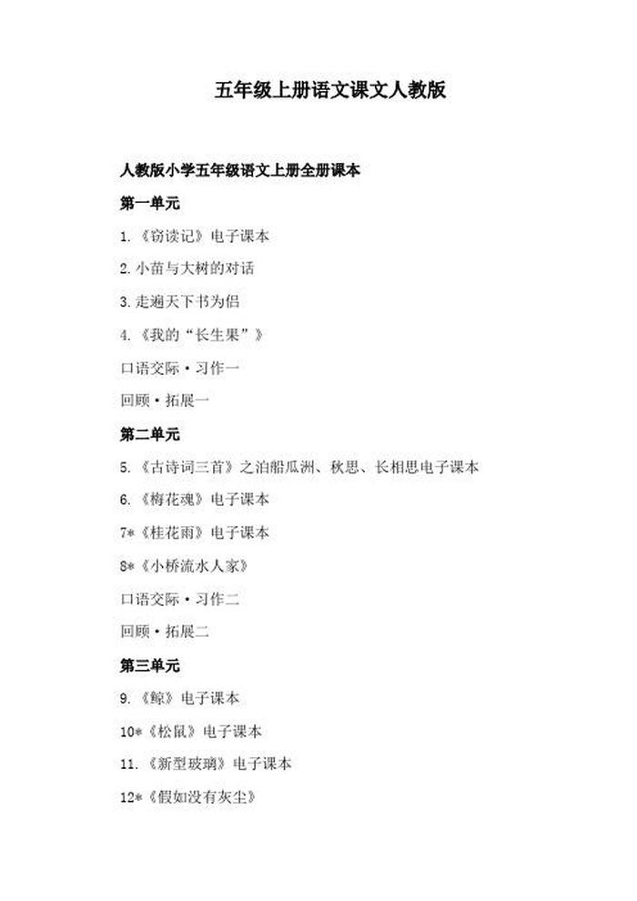 小学语文知识大全完整版 小学语文所有课文