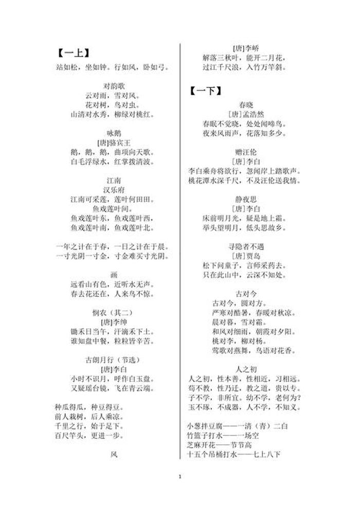 小学生知识大全 古诗词 《小学语文知识大全》古诗