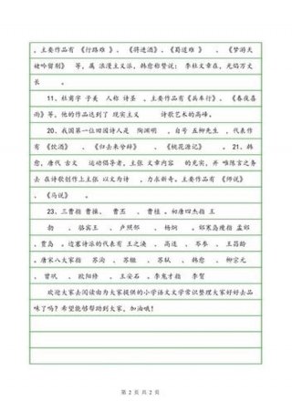 小学必考99个文学常识有哪些 语文的文学常识