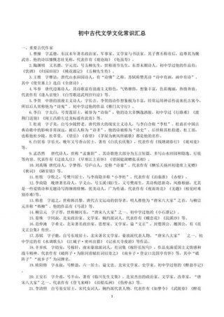 文学常识大全必背 初中语文必背文学常识大全