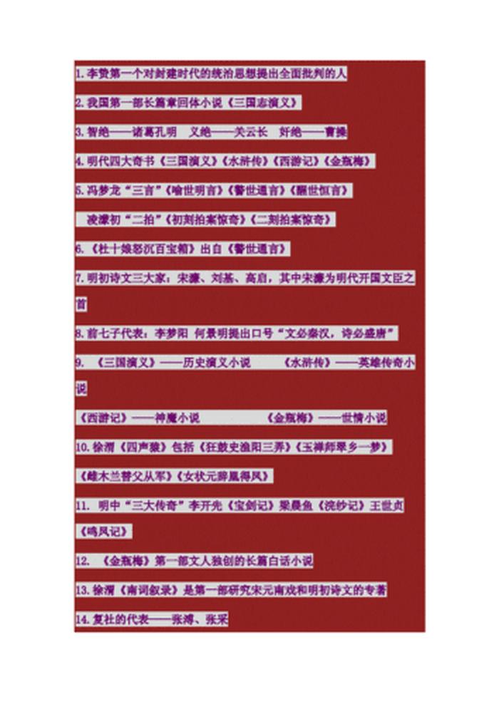 文学常识3000个知识点小学 - 文学理论知识点总结