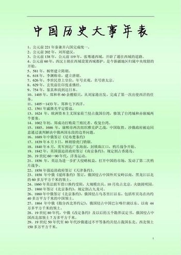 中国历史时间常识 - 中国历史大事年表详细