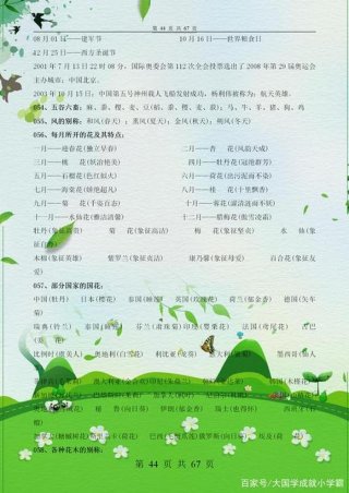 知识大全小学语文；小学常识知识大全