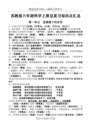 科学课外知识点，六年级科学必考知识点