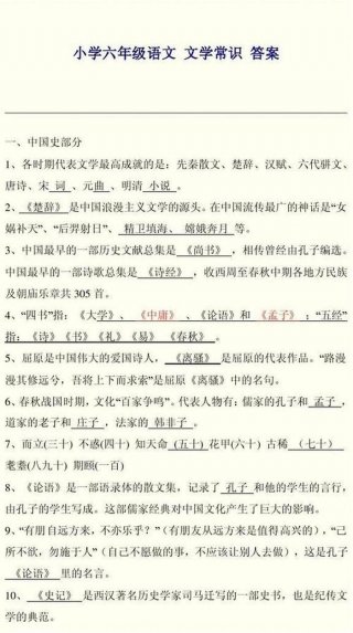文学常识500例必背、国学常识200题 含答案