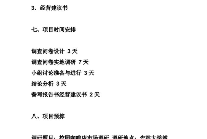 调研计划书（调研计划书模板范文）