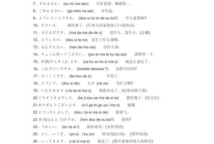 日语入门学习300句、日语入门语句
