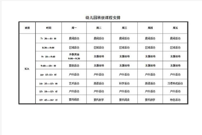 幼儿园中班学习课程 - 幼儿园中班教学课程安排表