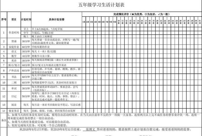 五年级学习计划及目标 - 五年级学期目标和计划